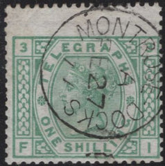 139383 1876 1S GREEN TELEGRAPH PL.3 (T8/L217) VERY FINE USED.