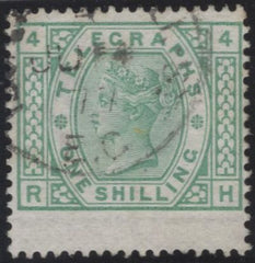 139385 1877 1S GREEN TELEGRAPH PL.4 (T8/L218) VERY FINE USED.