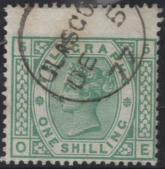 139392 1877 1S GREEN TELEGRAPH PL.5 (T8/L219) FINE USED.