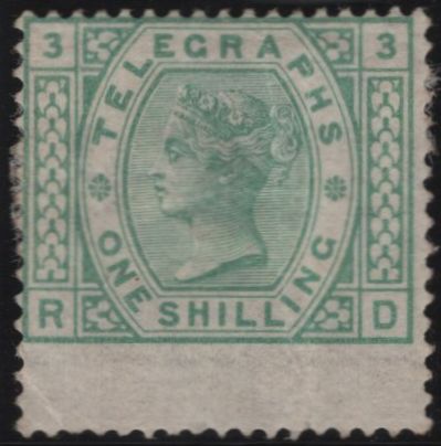 139401 1876 1S GREEN TELEGRAPH PL.3 (T8/L217) GOOD UNUSED.