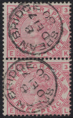 139417 1876 3D CARMINE TELEGRAPH PL.3 WMK SPRAY OF ROSE (T3/L207) VERY FINE USED PAIR.