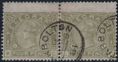 139420 1877 4D SAGE-GREEN TELEGRAPH PL.1 (T5/L211) VERY FINE USED PAIR.
