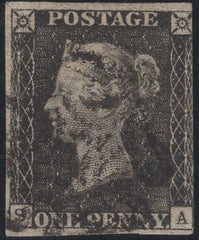 139424 1840 1D GREY-BLACK PL.6 (SG3)(SA RE-ENTRY SPEC AS42a) GOOD USED.