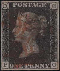 139426 1840 1D BLACK PL.6 (SG2)(PG) STATE ONE, FINE USED.