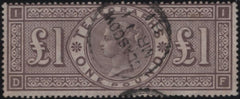 139433 1877 £1 BROWN-LILAC TELEGRAPH (T17/L236) GOOD USED.