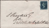 139444 1857 MAIL USED IN LONDON WITH 2D BLUE PL.5 (SG34)(PH) WITH CONSTANT VARIETY.