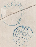 139444 1857 MAIL USED IN LONDON WITH 2D BLUE PL.5 (SG34)(PH) WITH CONSTANT VARIETY.