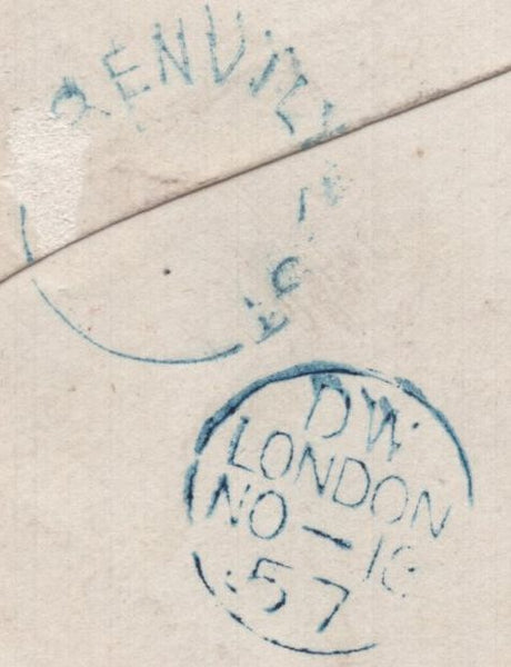 139444 1857 MAIL USED IN LONDON WITH 2D BLUE PL.5 (SG34)(PH) WITH CONSTANT VARIETY.