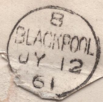 139453 1861 MAIL BLACKPOOL TO USA WITH PAIR 1S PALE GREEN (SG73).