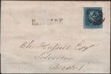 139457 1846 PART WRAPPER LONDON TO BRISTOL WITH 2D BLUE PL.3 (SG14) AND 'Earl-ST. B.F.' HAND STAMP.
