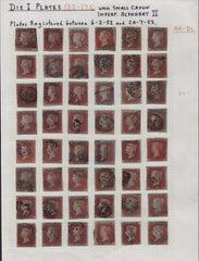 139459 1852-1853 DIE 1 1D REDS ALPHABET 2 (SG8) UNPLATED RECONSTRUCTION PLUS EXTRAS.