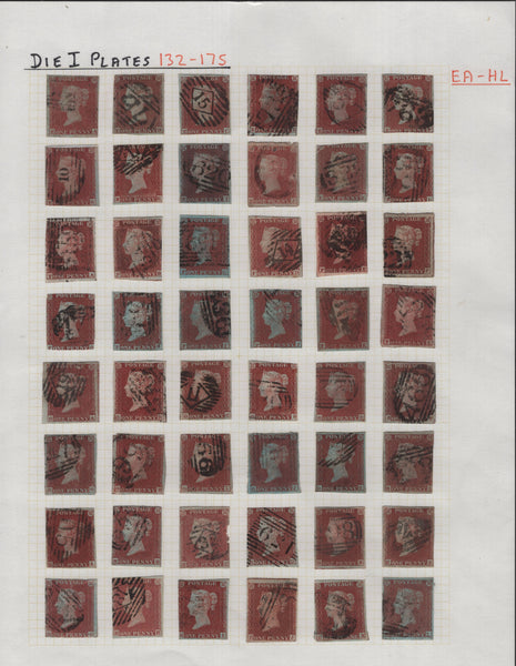 139459 1852-1853 DIE 1 1D REDS ALPHABET 2 (SG8) UNPLATED RECONSTRUCTION PLUS EXTRAS.