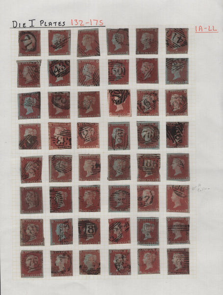 139459 1852-1853 DIE 1 1D REDS ALPHABET 2 (SG8) UNPLATED RECONSTRUCTION PLUS EXTRAS.