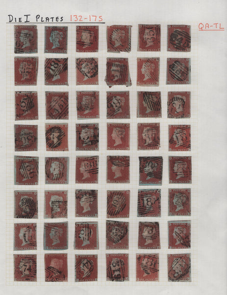 139459 1852-1853 DIE 1 1D REDS ALPHABET 2 (SG8) UNPLATED RECONSTRUCTION PLUS EXTRAS.