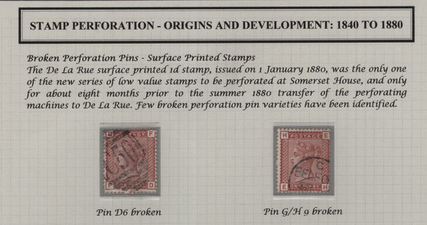 139463 1865-1880 GOOD TO FINE USED COLLECTION OF SURFACE PRINTED ISSUES SHOWING VARIOUS PERFORATION VARIETIES INCLUDING LONG STAMPS, BROKEN PERF PINS ETC.