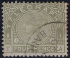 139475 1877 4D SAGE-GREEN TELEGRAPH (T5/L211) SUPERB USED.