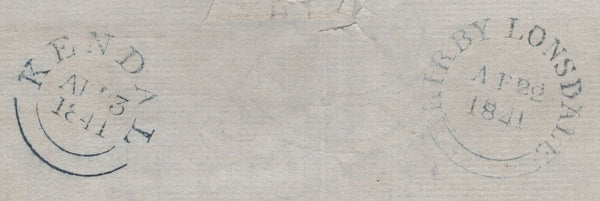 139478 1840 2D BLUE PL.1 (SG5)(KL) ON COVER USED WITHIN WESTMORLAND.