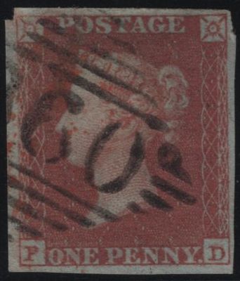 139492 1853 1D IMPERFORATE PLATE 175 (SG8)(PD) GOOD USED.