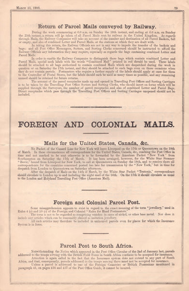 139506 'POST OFFICE CIRCULAR' DATED MARCH 13 1900.