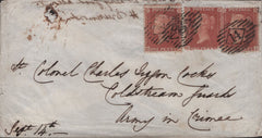 139510 1855 CRIMEAN WAR MAIL FROM LONDON TO THE CRIMEA WITH 1D STAR X 3.