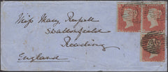 139513 1855 MAIL CRIMEAN WAR TO READING WITH 1D STARS (SG17) X 3, LONDON CANCELLATION.