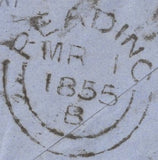 139513 1855 MAIL CRIMEAN WAR TO READING WITH 1D STARS (SG17) X 3, LONDON CANCELLATION.