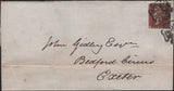 139521 1843 WRAPPER LONDON TO EXETER WITH 1D (SG8) DOUBLE STRIKE OF MALTESE CROSS.