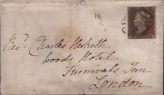 139522 1842 COVERS (2) FROM SOUTHPORT TO LONDON WITH 1D (SG8) BOTH CANCELLED DOUBLE STRIKE SOUTHPORT MALTESE CROSS.