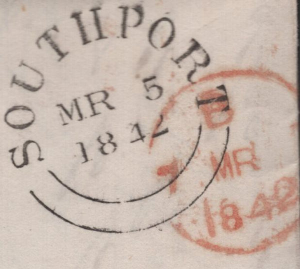 139522 1842 COVERS (2) FROM SOUTHPORT TO LONDON WITH 1D (SG8) BOTH CANCELLED DOUBLE STRIKE SOUTHPORT MALTESE CROSS.