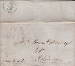 139524 1840 UNIFORM FOURPENNY POST, UNPAID MAIL FROM HUDDERSFIELD TO RIPPONDEN ON JANUARY 9TH, LAST DAY OF UNIFORM FOURPENNY POST.