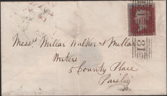 139532 1856 MAIL EDINBURGH TO PAISLEY WITH 1D (SPEC C6), EDINBURGH '131 131' ROLLER CANCELLATION.