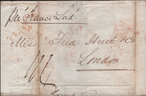 139544 1849 WRAPPER BUENOS AIRES TO LONDON WITH 'FALMOUTH/SHIP LETTER' HAND STAMP (ROB S.6).