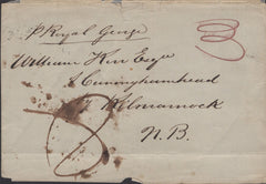 139545 1848? PART WRAPPER TO KILMARNOCK WITH 'PENZANCE/SHIP LETTER' HAND STAMP (ROB S.3).