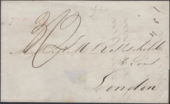 139547 1837 MAIL TO LONDON WITH 'SHIP LETTER/KINGSBRIDGE' HAND STAMP (ROB S.2).