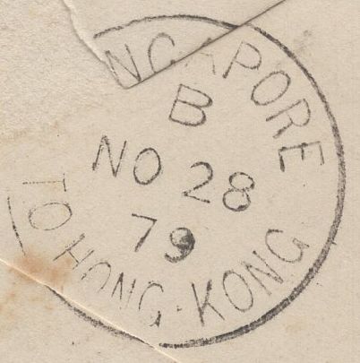 139551 1879 MAIL LIVERPOOL TO CHING-KIANG, CHINA WITH 6D GREY (SG147).