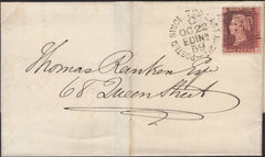 139563 1859 MAIL USED IN EDINBURGH WITH 'POSTED SINCE 7.20 LAST NIGHT/131' DUPLEX.