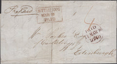139564 1840 PREPAID MAIL STIRLING TO EDINBURGH.