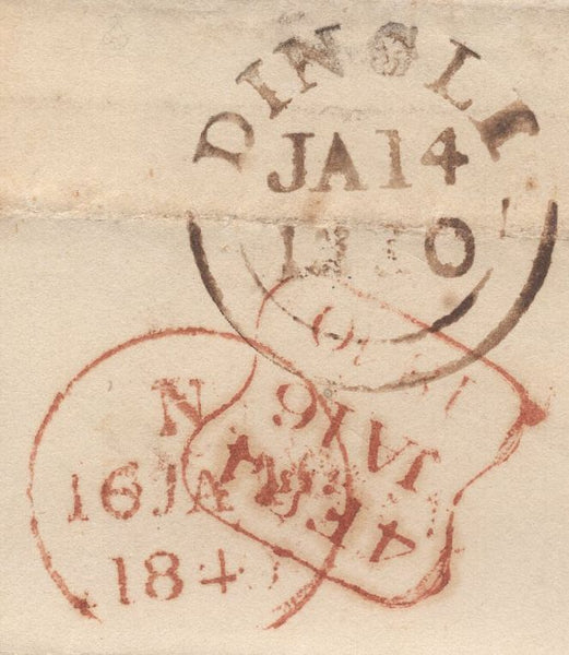 139565 1840 UNIFORM PENNY POST UNPAID FROM DINGLE, CO. KERRY TO LONDON.
