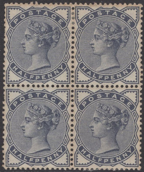 139590 1883 ½D SLATE BLUE (SG187) UNUSED BLOCK OF FOUR.