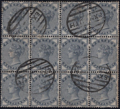 139594 1883 ½D SLATE BLUE (SG187) GOOD USED BLOCK OF TWELVE.