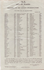 139596 1833 POSTAL NOTICE 'LIST OF PLACES IN THE DELIVERY OF THE LONDON TWOPENNY-POST'.