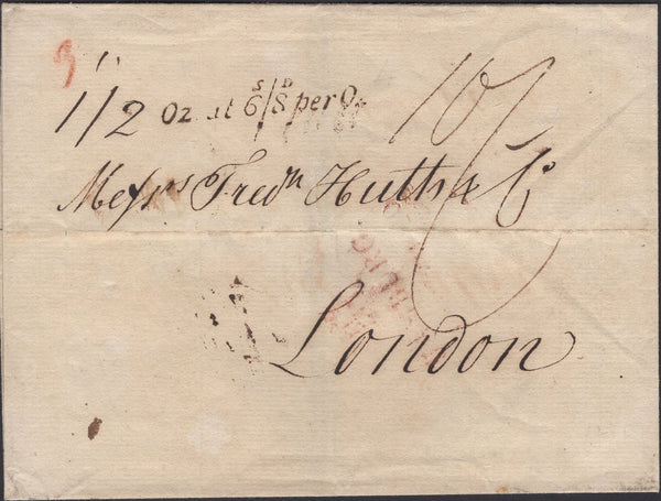 139614 1820 MAIL HAMBURG TO LONDON WITH '½ Oz at 6S/8D per Oz' HAND STAMP (L1035b).