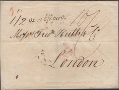 139614 1820 MAIL HAMBURG TO LONDON WITH '½ Oz at 6S/8D per Oz' HAND STAMP (L1035b).