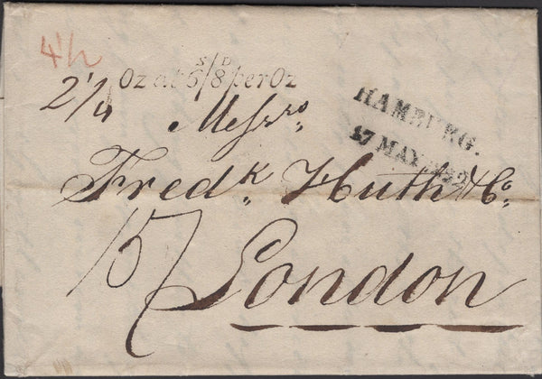 139615 1822 MAIL RIGA TO LONDON WITH '2¼ Oz at 6S/8D per Oz' HAND STAMP (L1035b).
