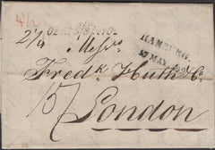 139615 1822 MAIL RIGA TO LONDON WITH '2¼ Oz at 6S/8D per Oz' HAND STAMP (L1035b).