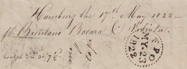 139615 1822 MAIL RIGA TO LONDON WITH '2¼ Oz at 6S/8D per Oz' HAND STAMP (L1035b).