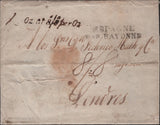 139616 1820 DISINFECTED MAIL SAINT JULIO, SPAIN TO LONDON WITH '1 Oz at 8S/8D per Oz' HAND STAMP (L1035d).