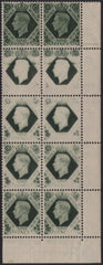 139621 1939 9D DEEP OLIVE-GREEN (SG473) MINT BLOCK OF TEN WITH SUPERB DRY PRINT.