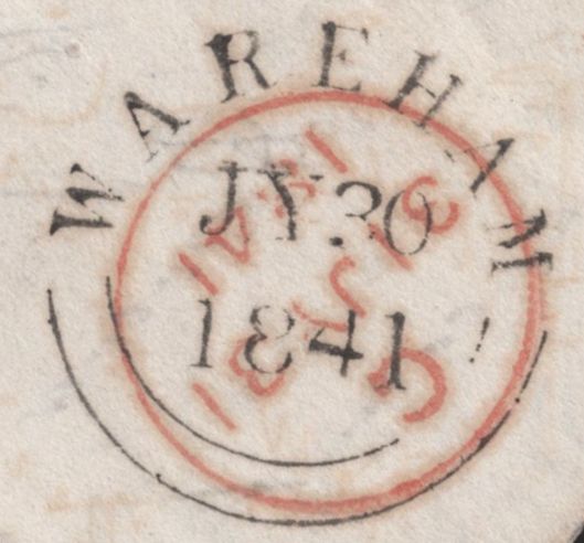 139650 1841 MAIL HOLME, WAREHAM, DORSET TO RATHANGAN, IRELAND WITH 1D PL.13, WAREHAM MALTESE CROSS.