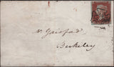 139652 1842 MAIL WOTTON UNDER EDGE, GLOS TO BERKELEY WITH 1D PL.ELEVEN (SG7)(RC) WITH NORMAL WOTTON MALTESE CROSS.